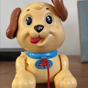 Fisher-Price Tan and Blue Dog Toy with Playful Design
